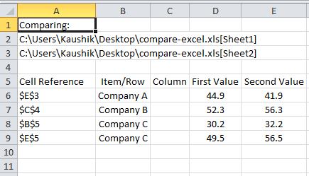 How to Compare Two Excel Sheets Cell by Cell